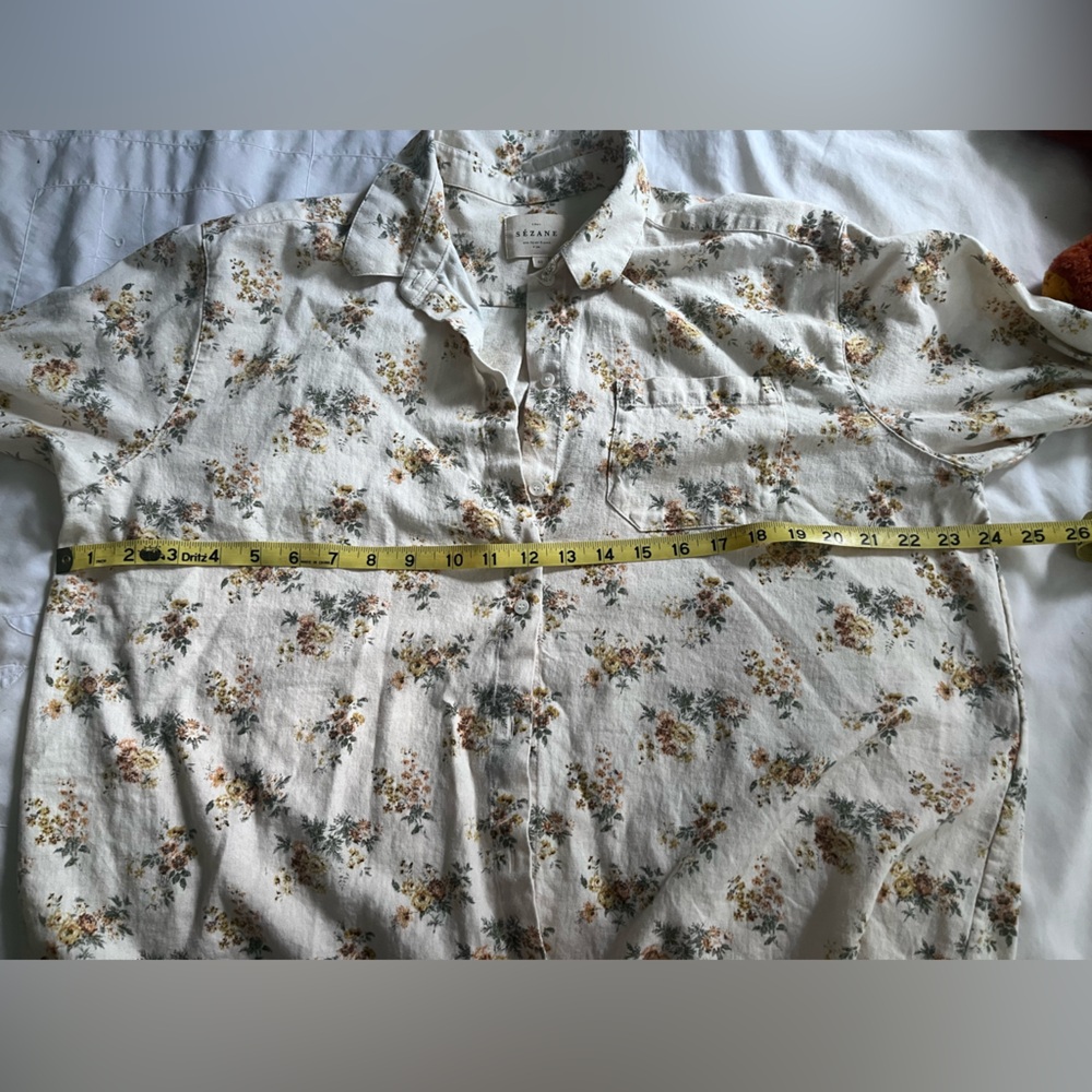 Sezane Cream Floral Button-Down Shirt - Picture 5 of 6